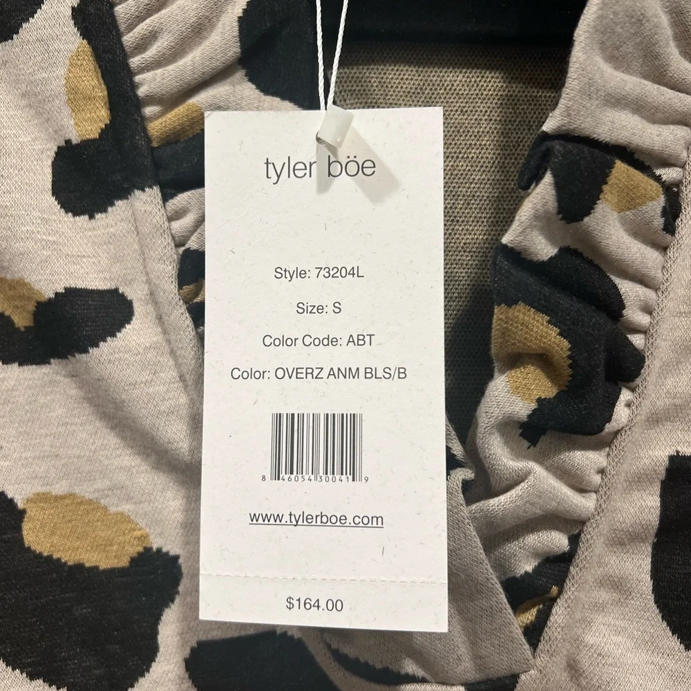 NWT Tyler Boe leopard print dress size S with ruffle collar - Picture 2 of 4